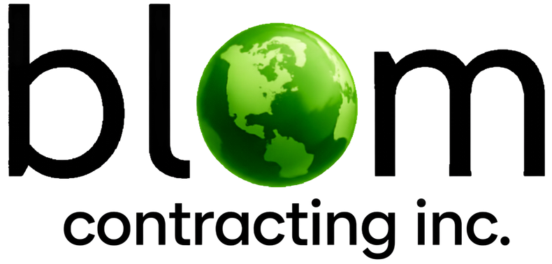 Logo of Blom Contracting Inc., featuring the word
