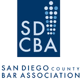 Logo for the San Diego County Bar Association: blue rectangle with 