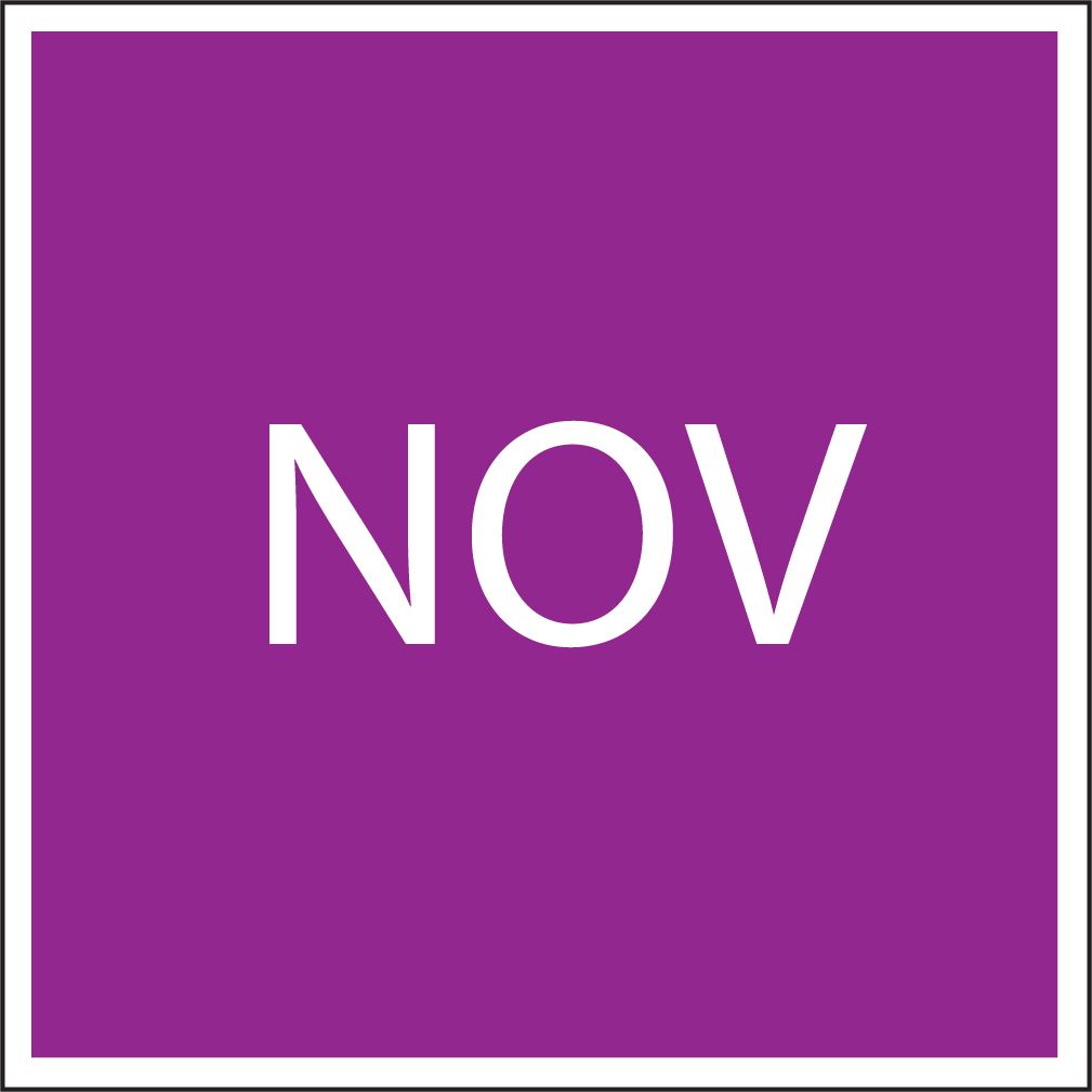 Purple square calendar icon labeled “NOV” in white text