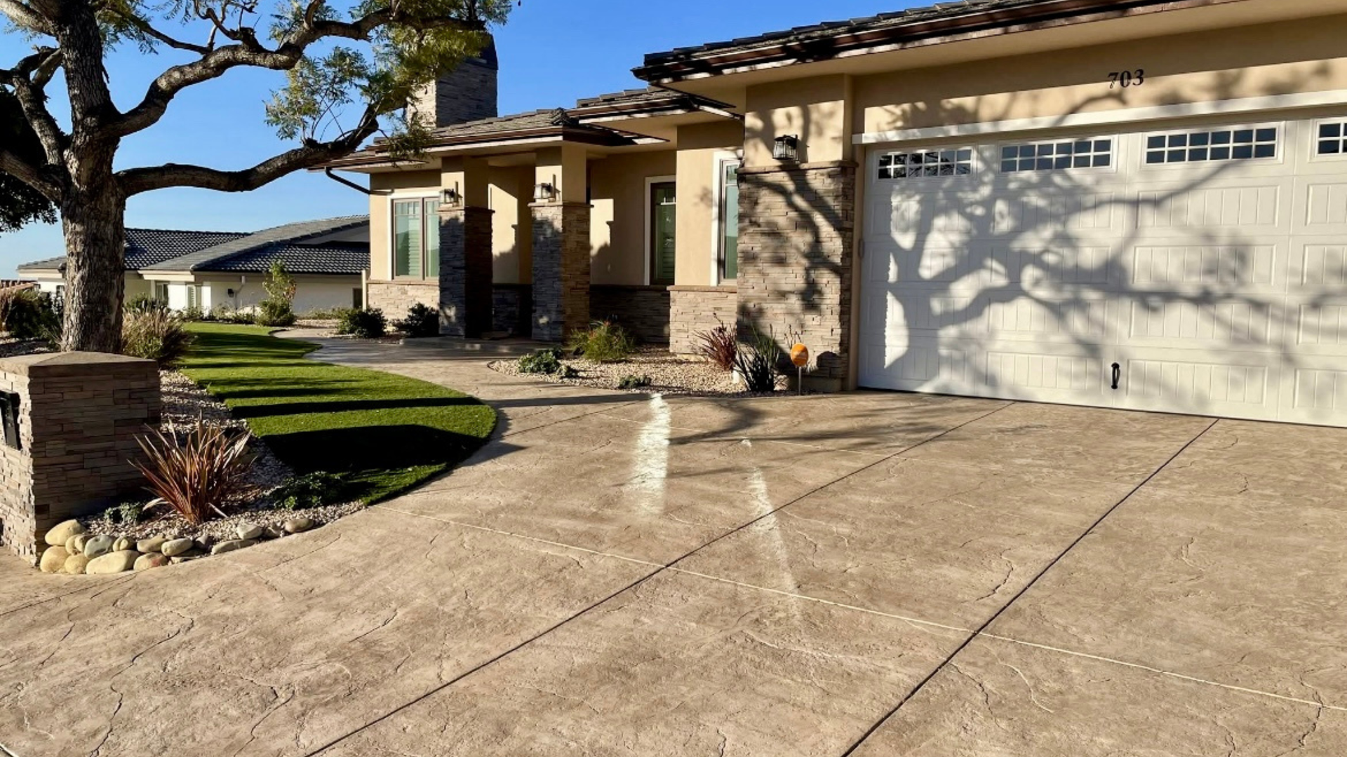 New concrete driveway under construction at a Thousand Oaks home