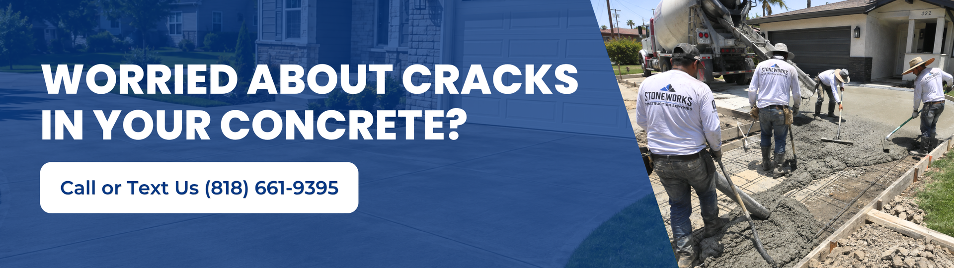 Stoneworks Construction Services crew placing a crack-resistant concrete slab in California