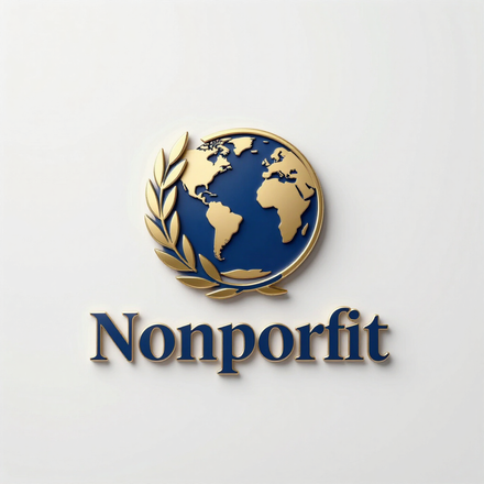 Nonprofit logo with a gold-and-blue globe and laurel above the word “Nonprofit”