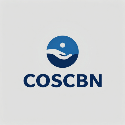 Blue COSCBN logo with a white abstract hand and figure icon above the text.