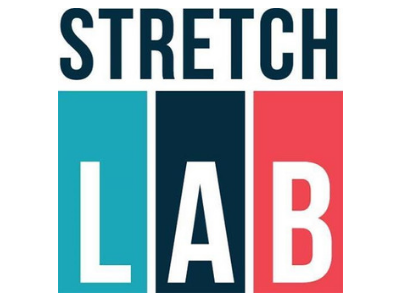 STRETCH LAB logo with teal, navy, and red blocks behind white letters