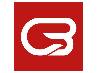 White stylized “CS” logo on a red square background