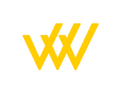 Yellow stylized double-W logo on a white background