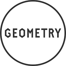 The word geometry is written in a circle on a white background.