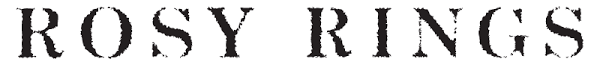 The word rosy rings is written in black and white on a white background.