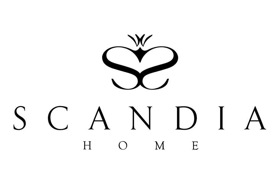 A black and white logo for scandia home