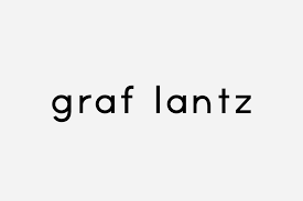 A black and white logo for graf lantz on a white background