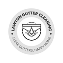 A black, grey, and white Lawton gutter cleaning logo for this website