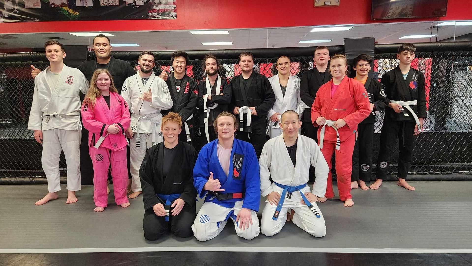 Group of adult Brazilian Jiu-Jitsu students