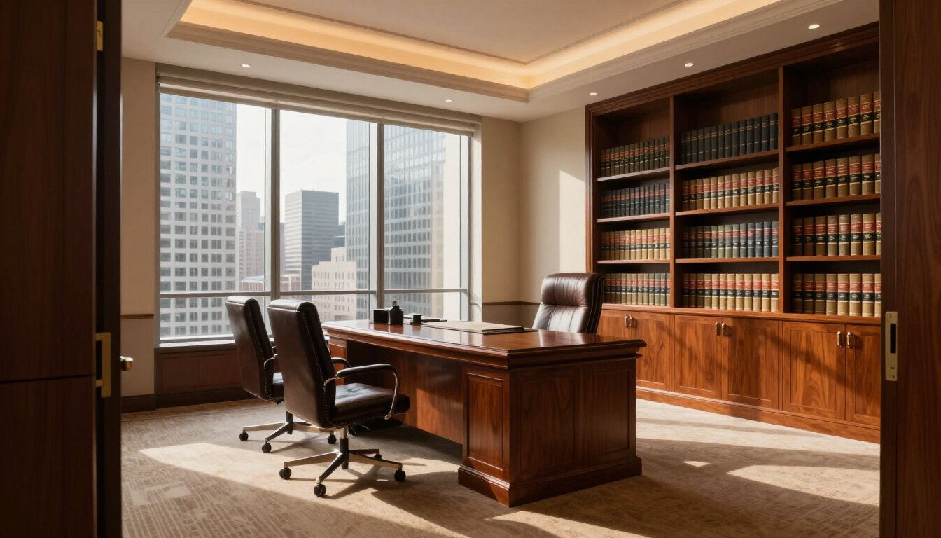 Empty law office interior viewed from the doorway at Hutchinson and Huffman, P.A.