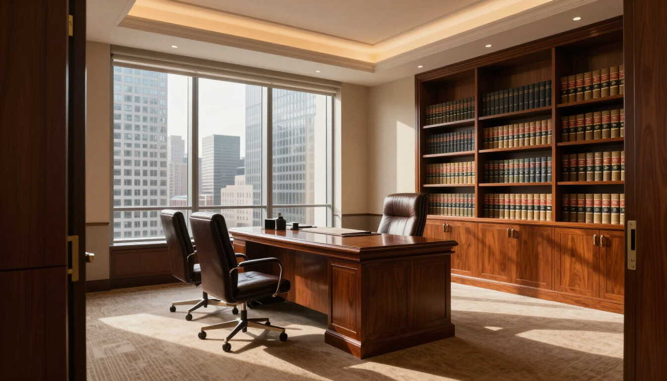 Empty law office interior viewed from the doorway at Hutchinson and Huffman, P.A.