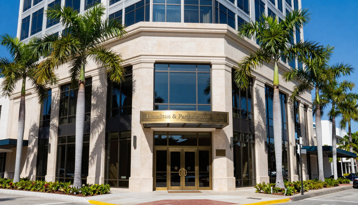 Exterior of the Hutchinson and Huffman, P.A. law office building in West Palm Beach