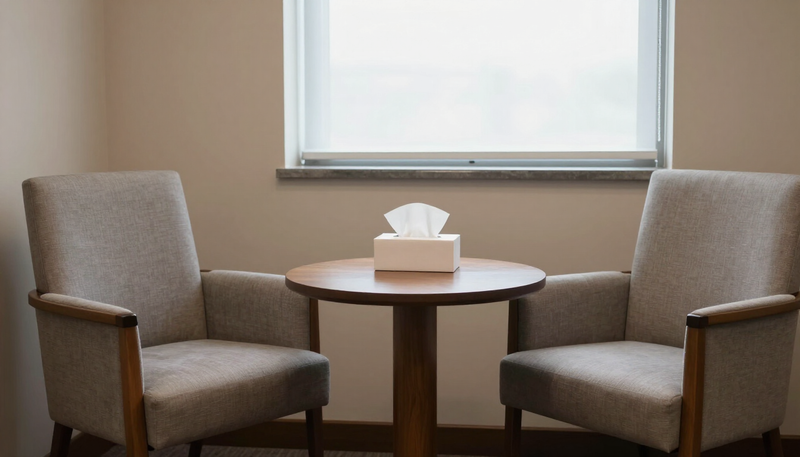 Private attorney consultation room at Hutchinson and Huffman, P.A., where domestic violence defense cases are discussed confidentially