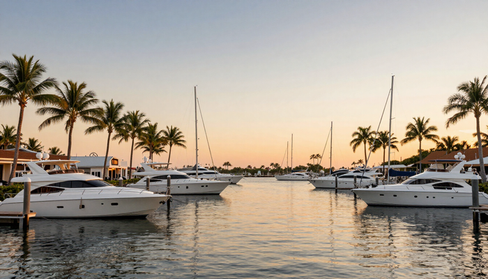 Boca Raton Florida coastline with beach and palm trees along the Atlantic