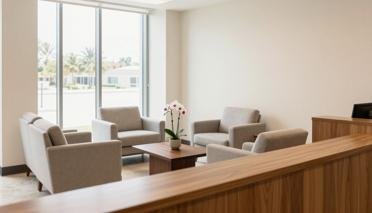 Welcoming reception area in a West Palm Beach law office
