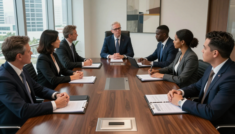 Business partners in a boardroom dispute over shareholder rights