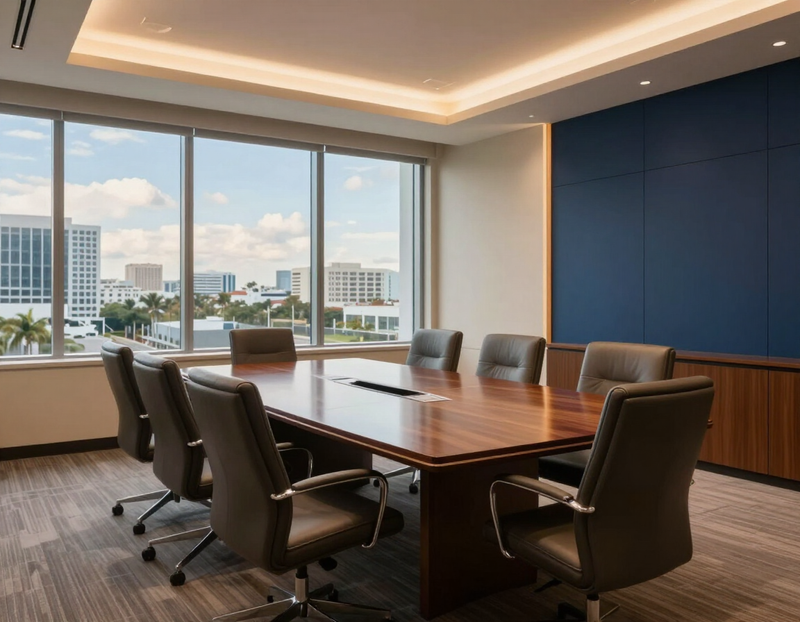 Conference room in the Hutchinson and Huffman West Palm Beach law office