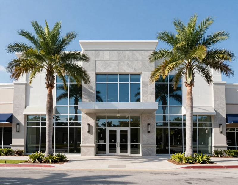 Upscale commercial retail property in Florida, representing the range of theft and property crime cases handled by Hutchinson and Huffman, P.A.