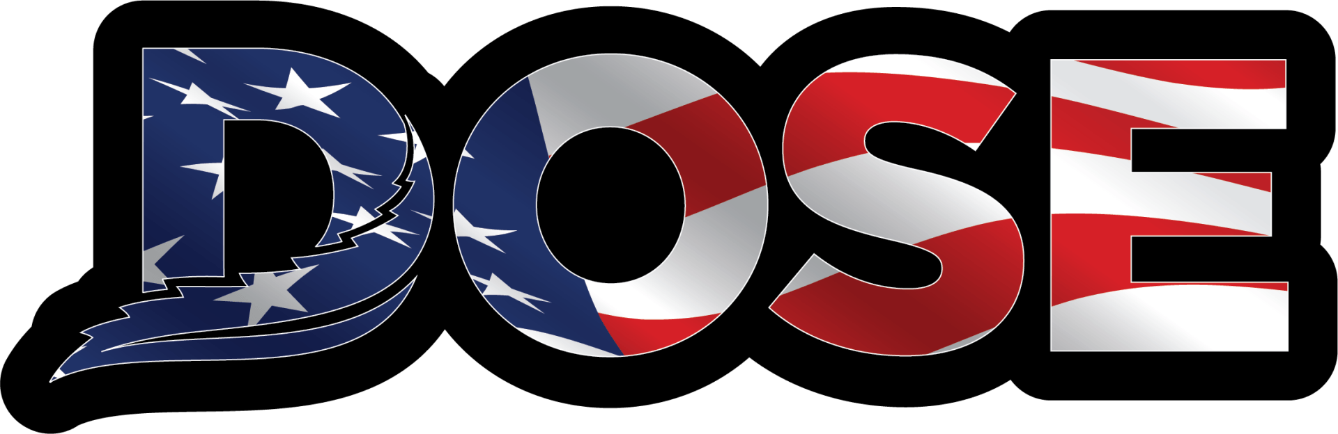 The word dose with an american flag on it