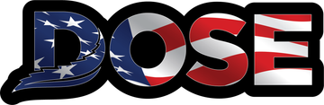 The word dose with an american flag on it