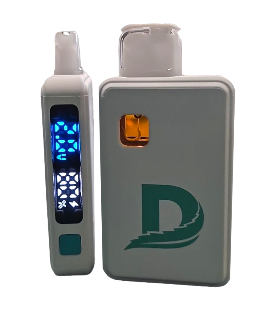 Two dose electronic cigarettes are stacked on top of each other
