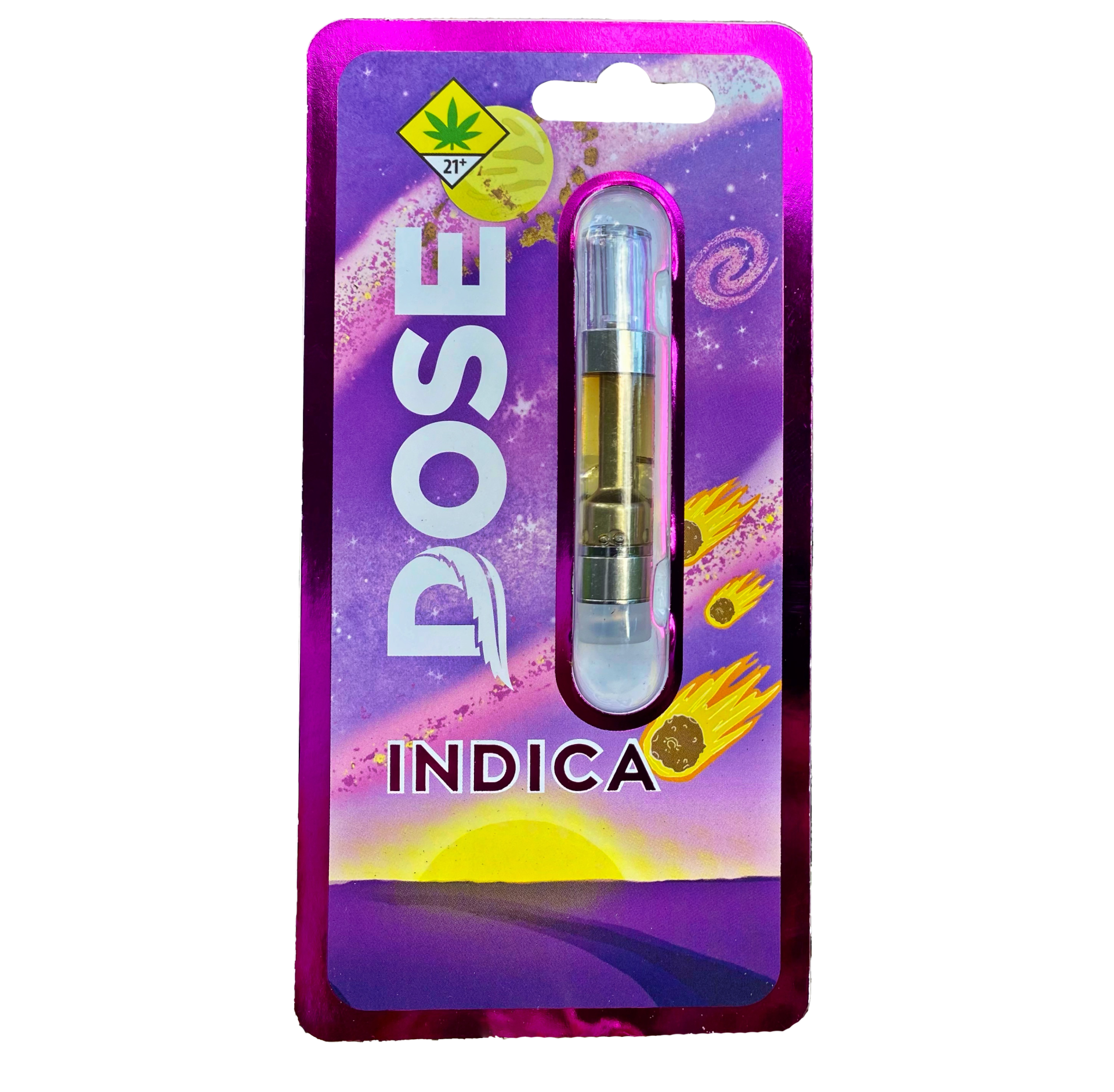 A dose indica cartridge is in a purple package.