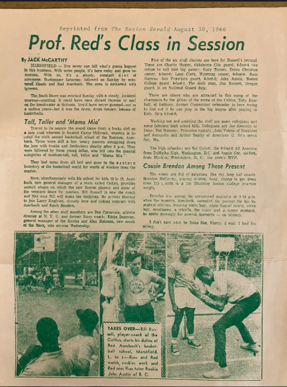 A newspaper article about prof. red 's class in session