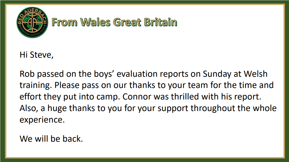A letter from wales great britain to hi steve