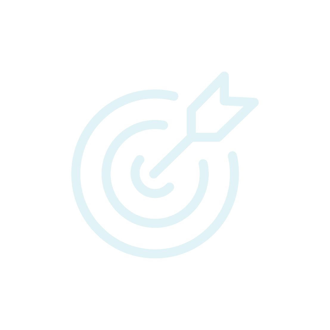 Target with an arrow at the center, in light blue.