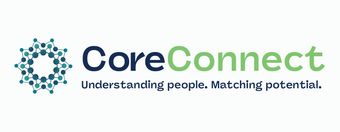 CoreConnect logo with an abstract teal and blue graphic and text