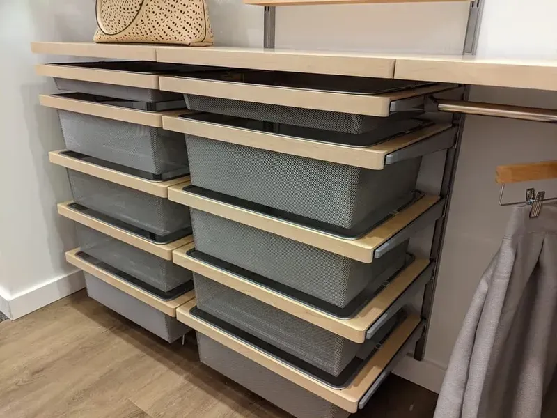 Closet Shelving With Pull-out Wire Baskets — JRB Joinery In Kew, NSW