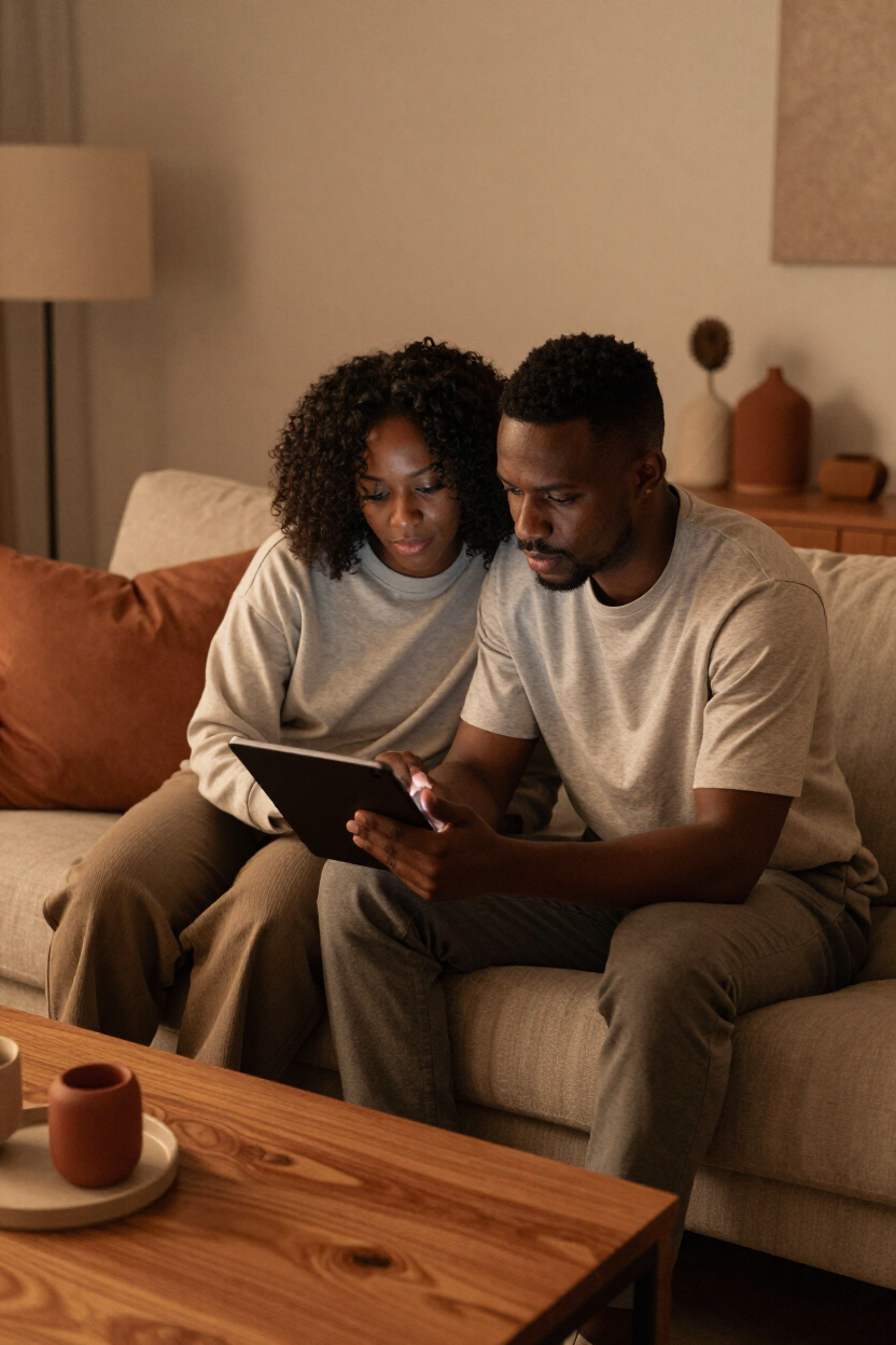 Couple reviewing membership information together