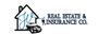 Logo for J.. Real Estate & Insurance Co., featuring a house, car, keys, and text in blue and black.