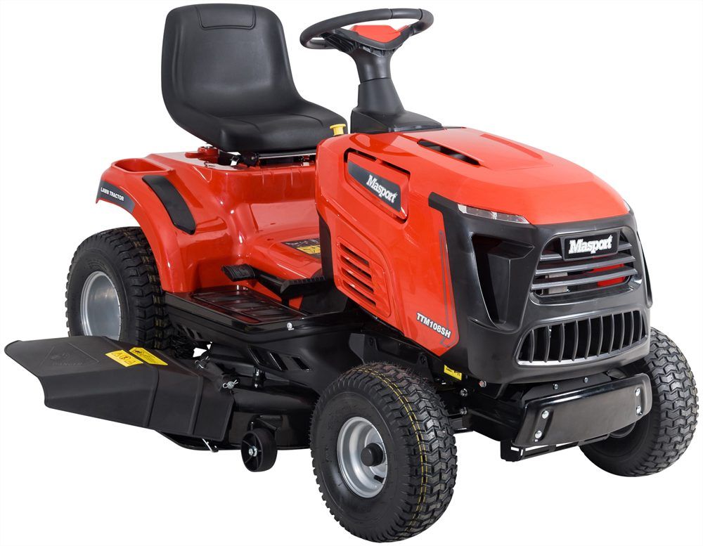 A Red Riding Lawn Mower With a Black Seat on a White Background — Diamond Service Centre In Lismore, NSW