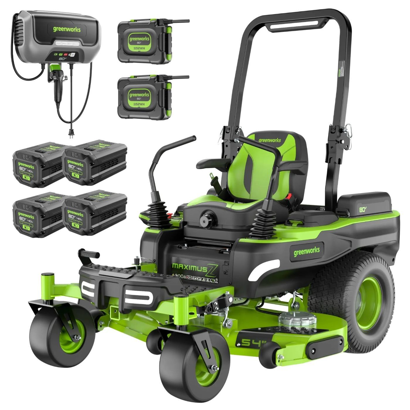 A Green and Black Lawn Mower With Batteries Attached to It — Diamond Service Centre In Lismore, NSW