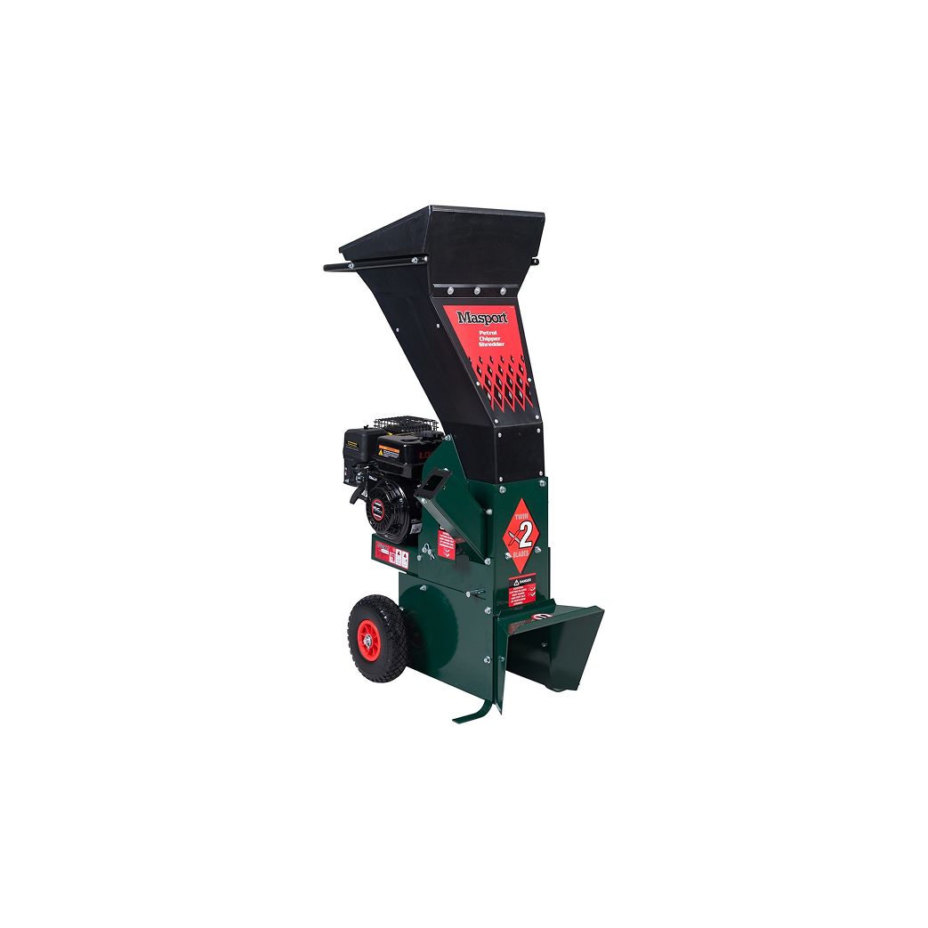 A Green and Black Wood Chipper With a Red Wheel on a White Background — Diamond Service Centre In Lismore, NSW