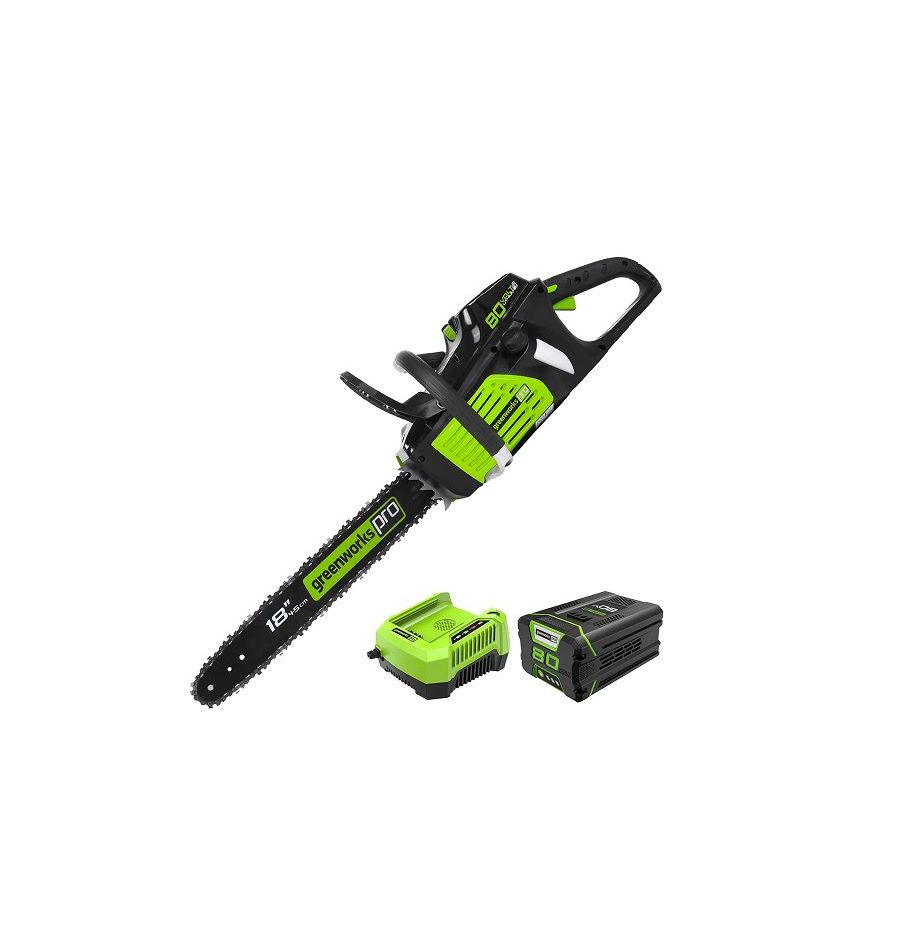 A Greenworks Pro Cordless Chainsaw With a Battery and Charger — Diamond Service Centre In Lismore, NSW