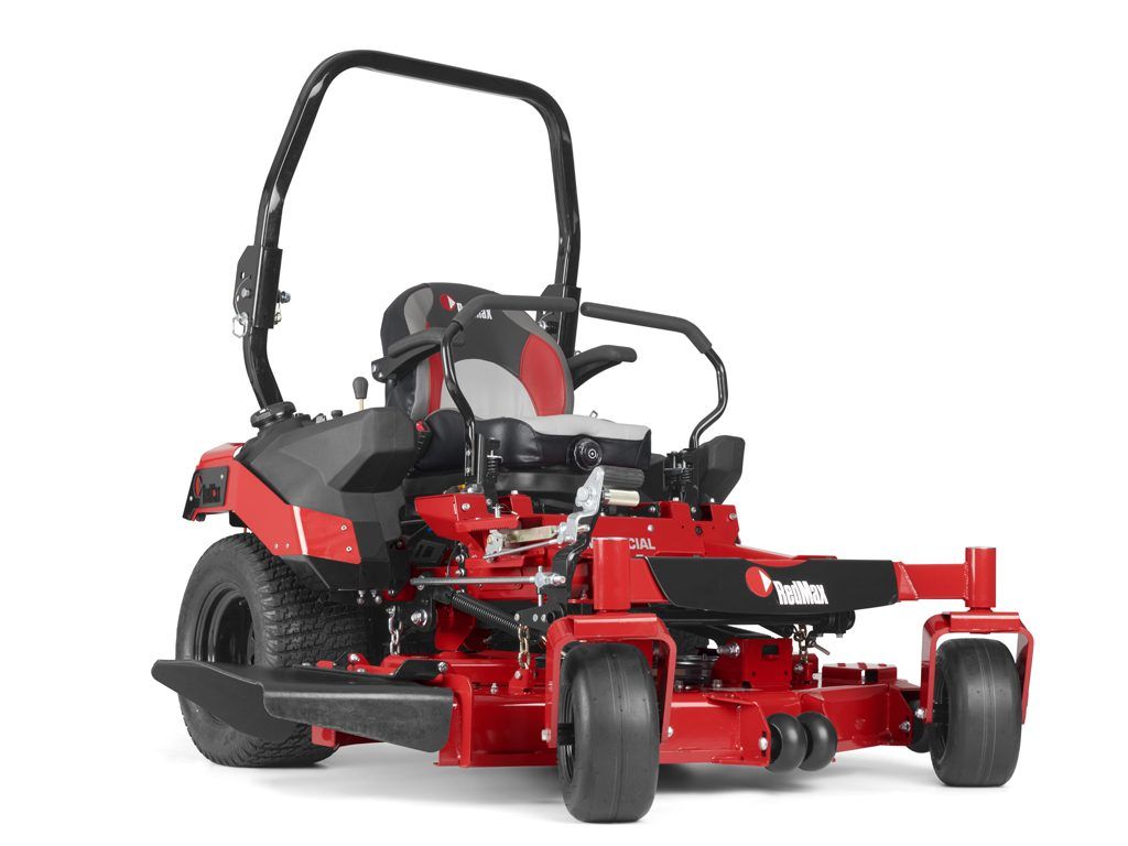 A Red and Black Lawn Mower is Sitting on a White Surface — Diamond Service Centre In Lismore, NSW