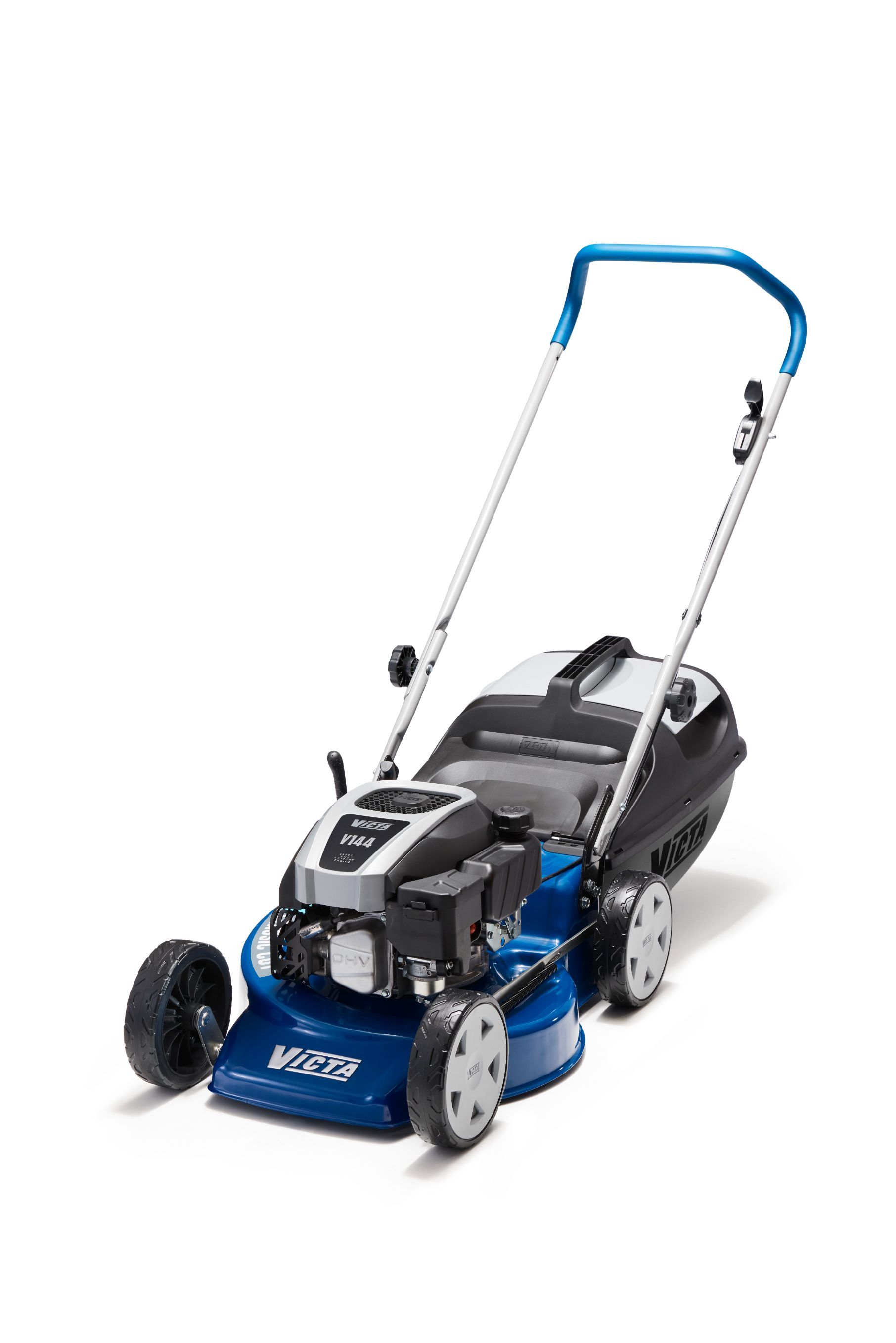 A Blue and White Lawn Mower on a White Background — Diamond Service Centre In Lismore, NSW