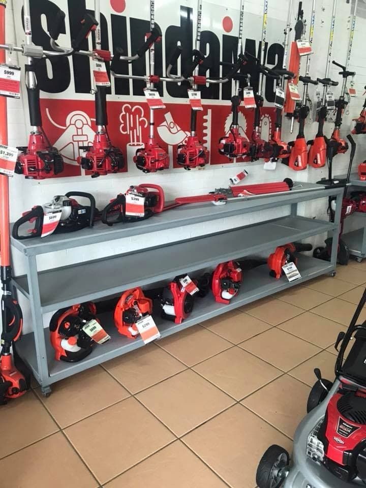 A Display Of Red And Black Shindaiwa Power Tools