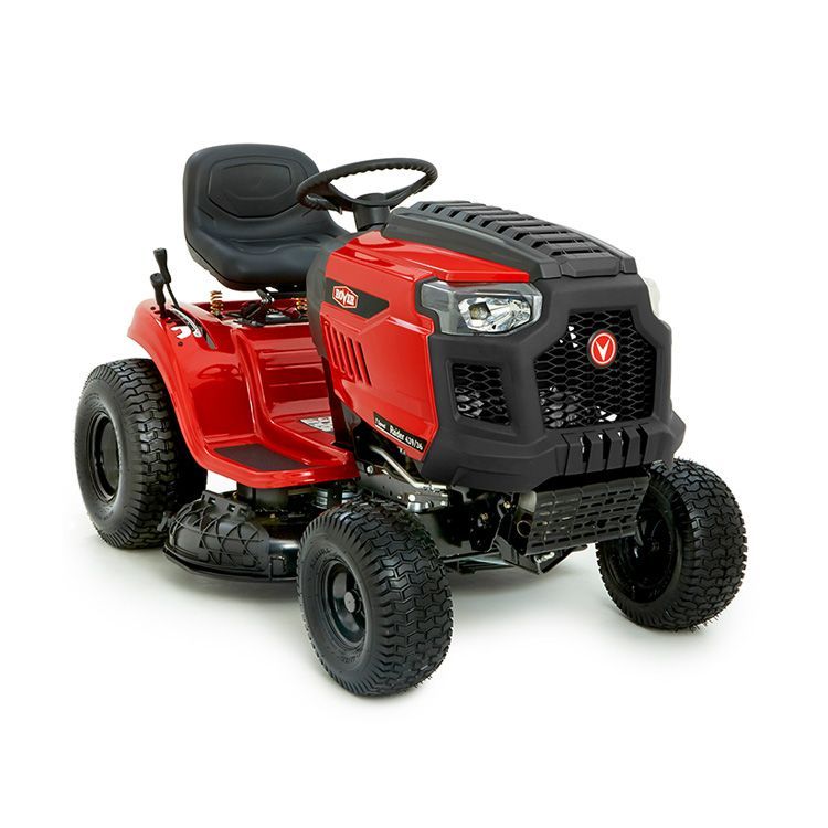 A Red and Black Riding Lawn Mower on a White Background — Diamond Service Centre In Lismore, NSW