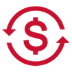 Red wrench and screwdriver icon with a gear on a white background
