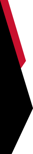 Abstract black, white, and red geometric shapes on a white background