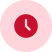 Red clock icon in a pink circle