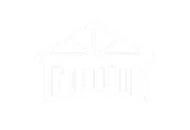 Light sketch of a classical building with columns and a domed roof on a white background