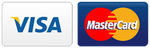 Un logotipo de Visa y MasterCard sobre un fondo blanco.