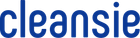 The word cleansie is written in blue on a white background.